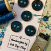 Set of 5 handcrafted, textured ceramic buttons in dark blue 