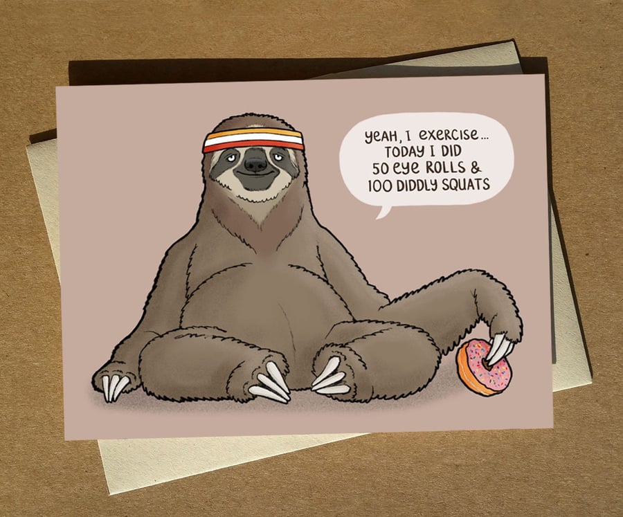 Lazy Sloth Birthday Greeting Card A6
