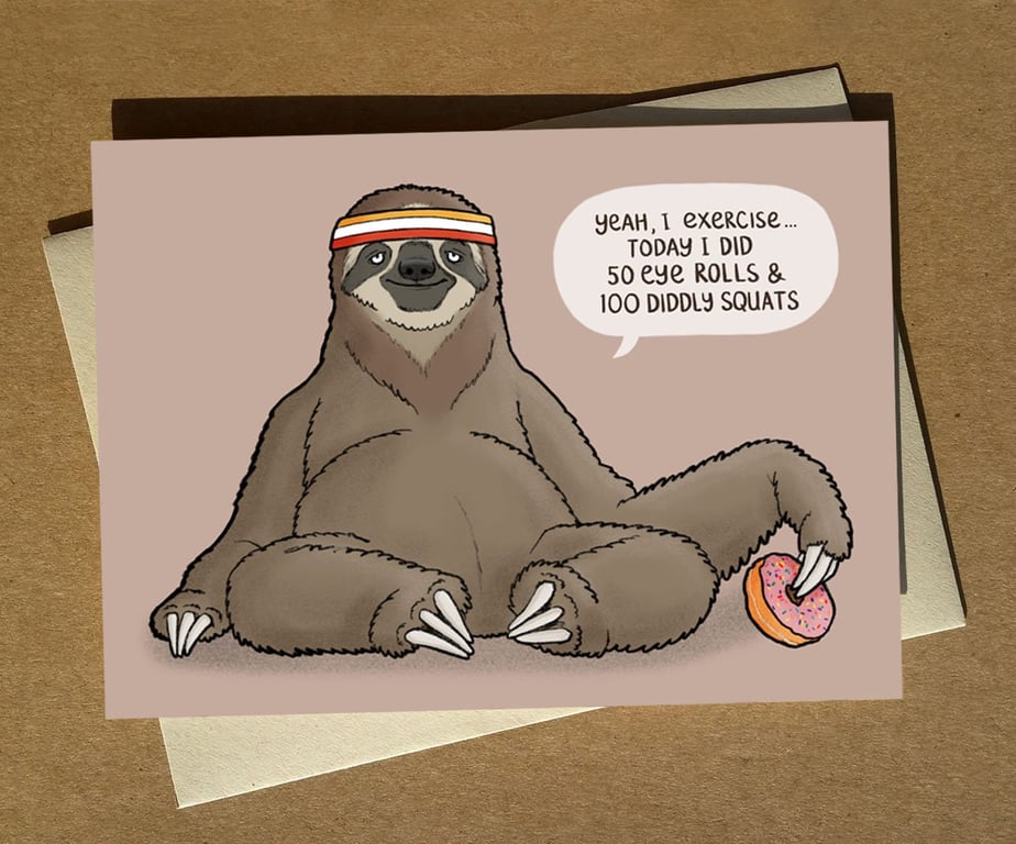 Lazy Sloth Birthday Greeting Card A6