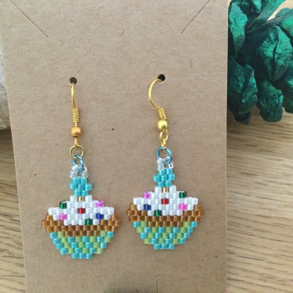 Beaded Cupcake Earrings