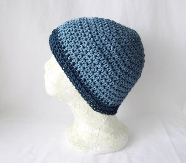 unisex crocheted cotton chemo hat or hair loss cap from alopecia