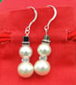 Sparkly Christmas Pearl Snowmen Earrings -  gift - Image 2