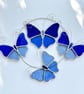 Stained Glass Butterfly Ring - Handmade Hanging Decoration - Blue 