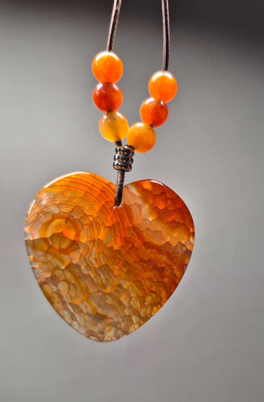 Orange Dragon Vein Heart pendant