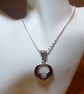 Red and Silver Enamelled Bat Pendant Necklace with Short Chain
