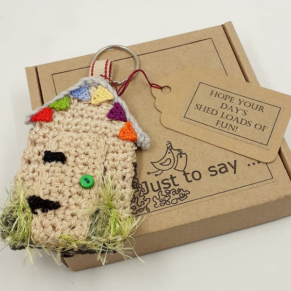 Crochet Shed Keyring - Alternative to a Greetings Card