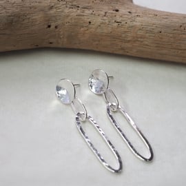 Earrings, Argentium Sterling Silver Dangle Stud Earrings, silver earrings.