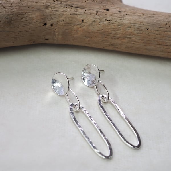 Earrings, Argentium Sterling Silver Dangle Stud Earrings, silver earrings.