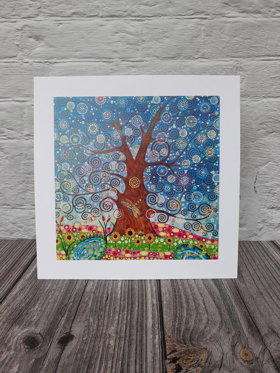 Tree of Life and Dragonfly Art Print, Birthday Gift, Mothers day gifts