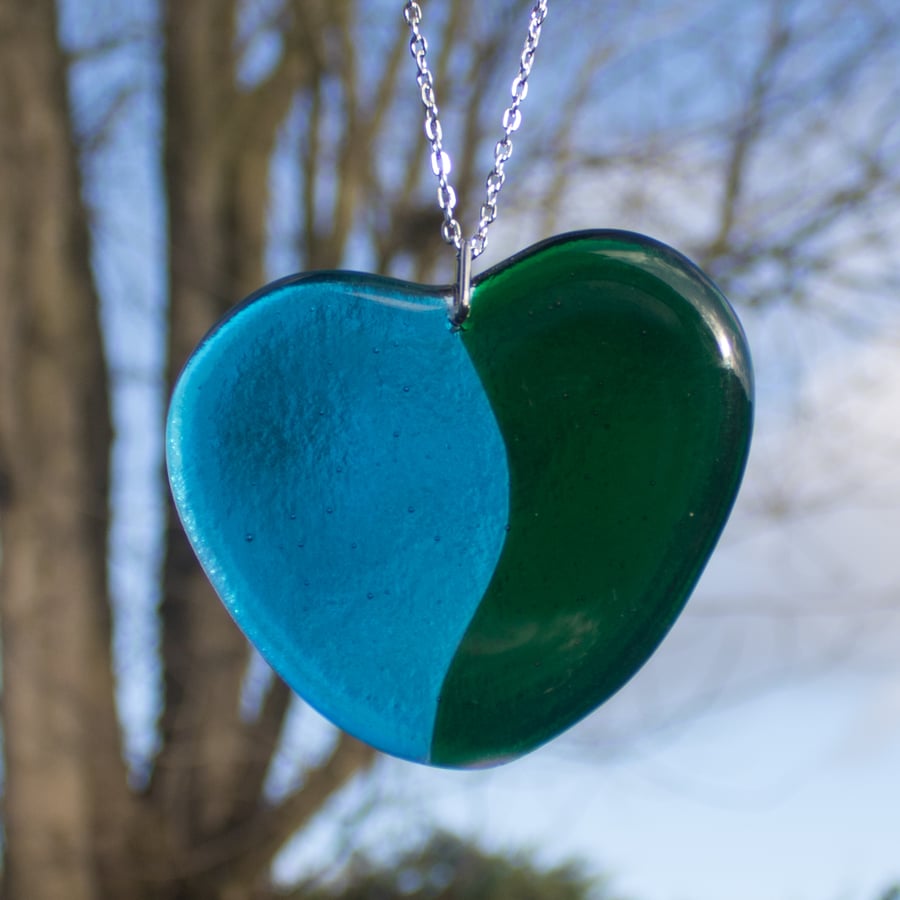Twin Colour Heart - Turquoise and Green - 3093