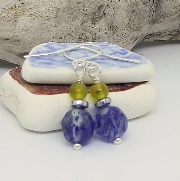 Blue and yellow earrings