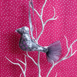 Bird decoration, hanging bird - Silver