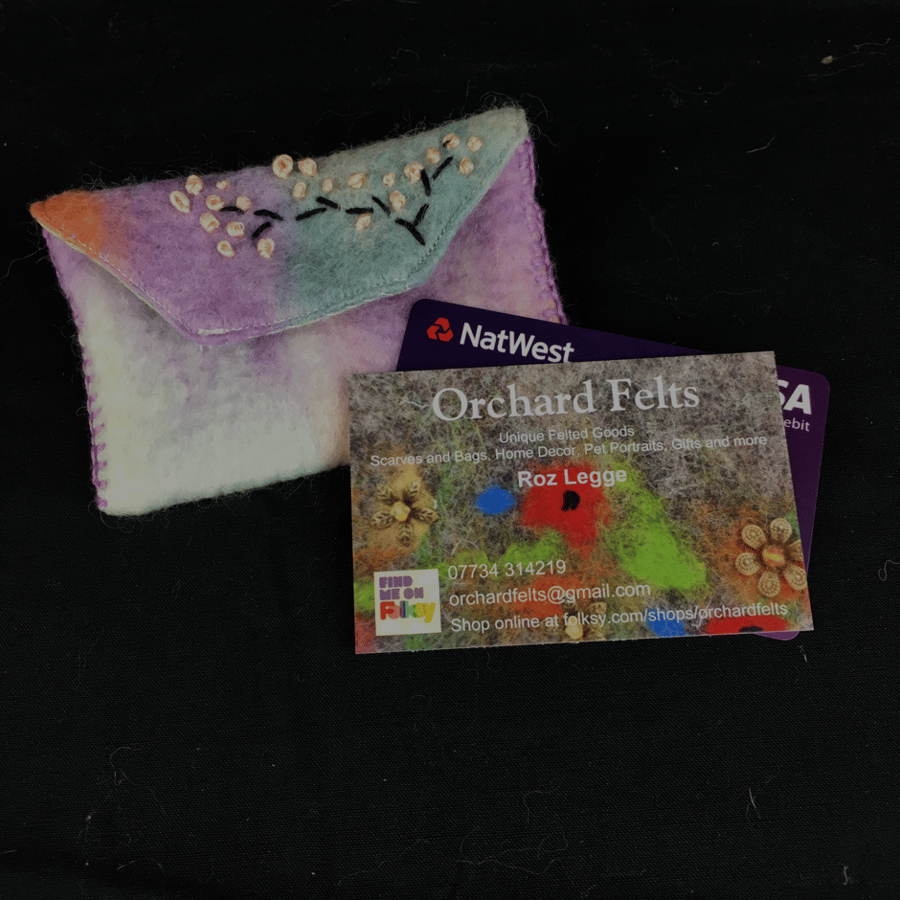 Felted card wallet, jewellery pouch