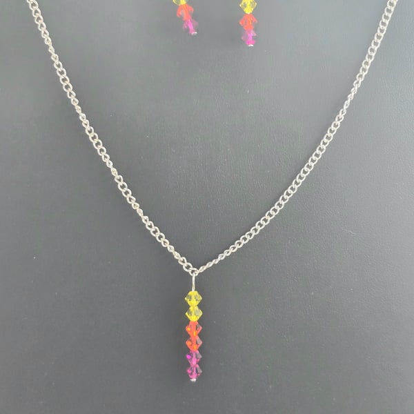 Yellow, Orange and Pink preciosa crystal bicone jewellery set 