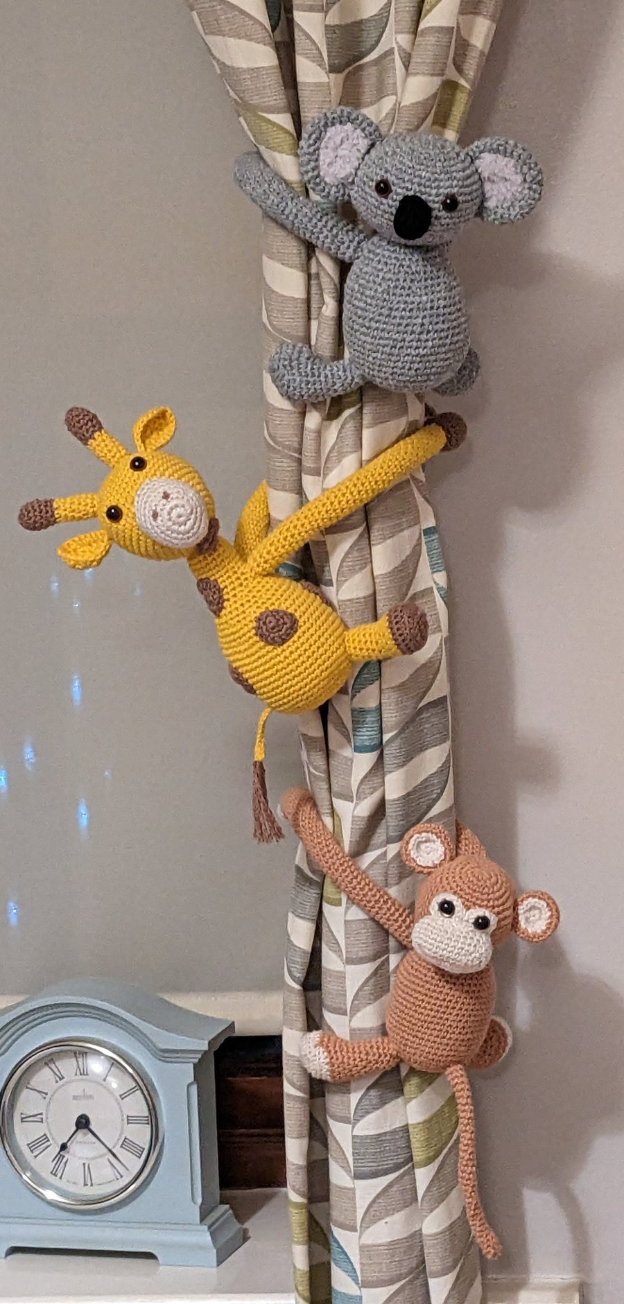 Hand crochet animal curtain tie backs - Folksy