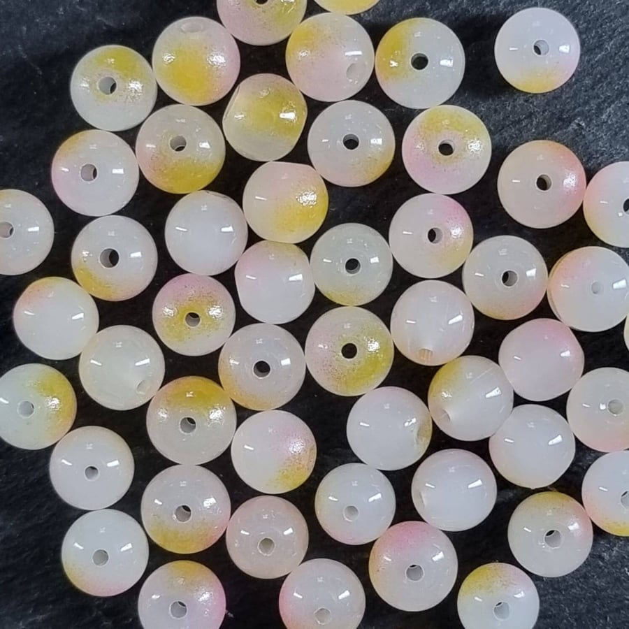 50 Pastel glass beads, 50 glass beads
