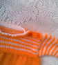 Hand Knitted Tangerine Dress with White Heart Decoration, Baby Girl's Dress - Image 8