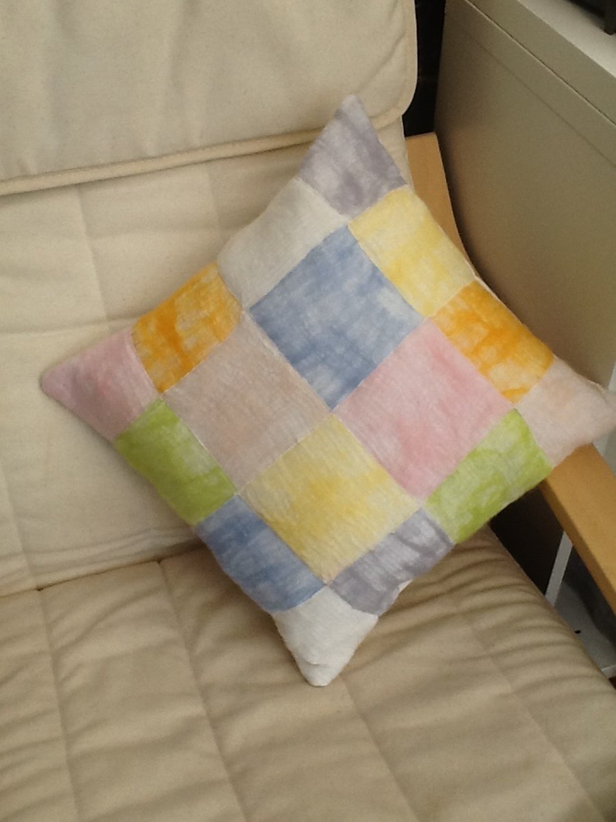 Nuno felted patchwork cushion cover