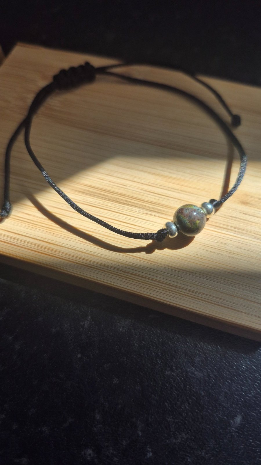 Delicate Dragons blood gemstone adjustable bracelet