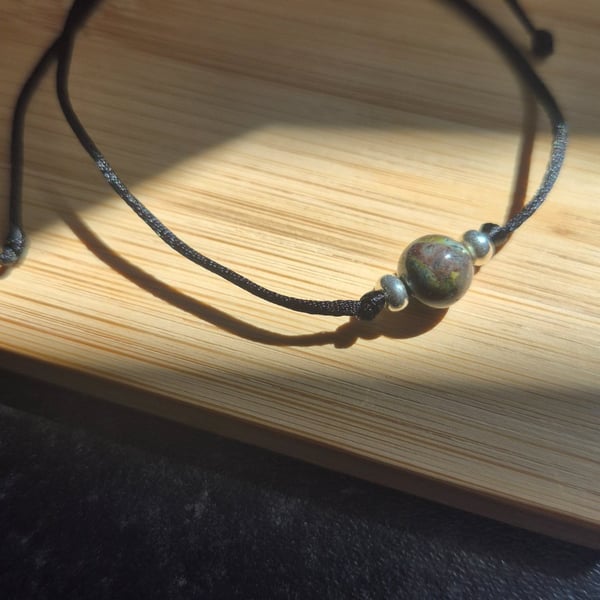 Delicate Dragons blood gemstone adjustable bracelet