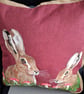 Needle Felted Hare & Mushroom Cushion  Pillow  Handmade Woodland Forest Decor - Image 1