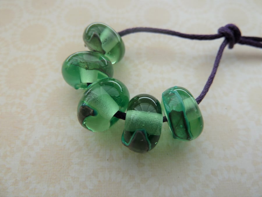 handmade lampwork green glass shard beads