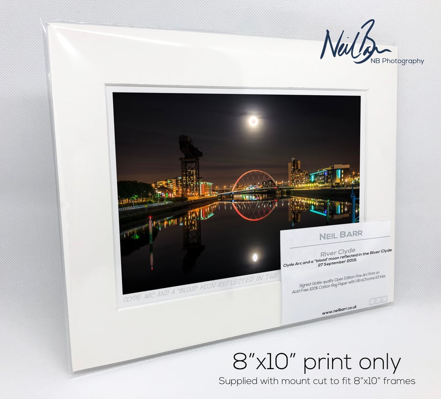 Clyde Arc Squinty Bridge and River Clyde Glasgow - A5 (10" x 8") Unframed Print
