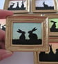 Doll House Miniature Original Painting Framed with Bunny Silhouette Rabbit  - Image 5