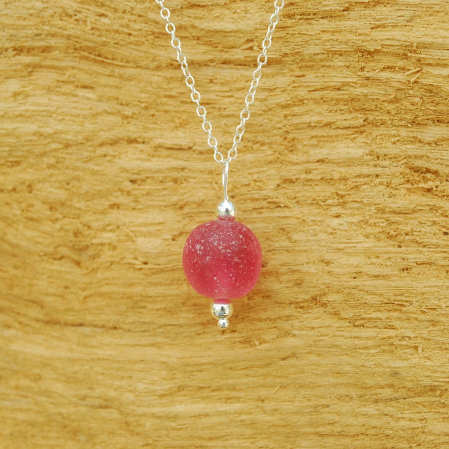 Pink sea glass pendant
