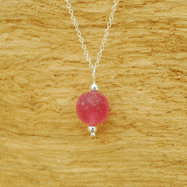 Pink sea glass pendant