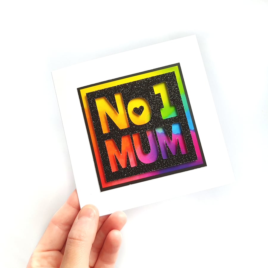 No 1 Mum Rainbow Card