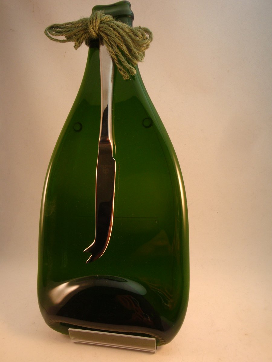 Fused Glass Champagne Bottle Cheese Board