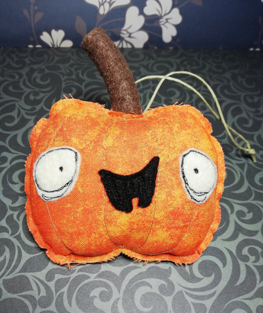 Handmade Halloween Pumpkin Decoration with creepy face