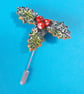 Small Christmas HOLLY & RED BERRIES PIN Xmas Lapel Brooch HANDMADE HAND PAINTED - Image 5