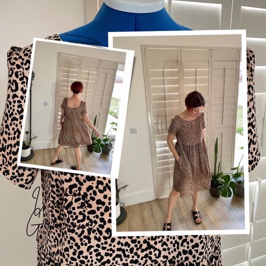 Leopard Print Dress . Animal Print Dress. Smock Dress . Scoop Back . Size 12