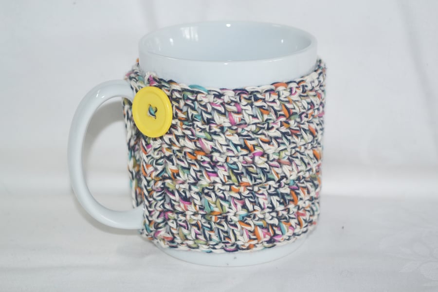 Crochet Mug Cosy Mug Wrap Mug Hug Multicoloured 100% Cotton Hygge OOAK Ver. 36