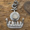 SOLD RESERVED FOR ELAINE Hare Viking Ship Pendant with Moonstone 