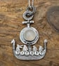 Hare Viking Ship Pendant with Moonstone 