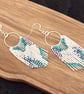 Beadwork hoop fringe earrings in in pale blue, pink and white - Image 5