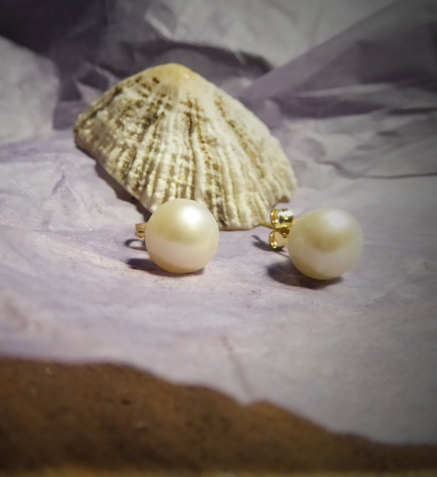 Classic cultured Pearls earrings in 18 ct yellow gold
