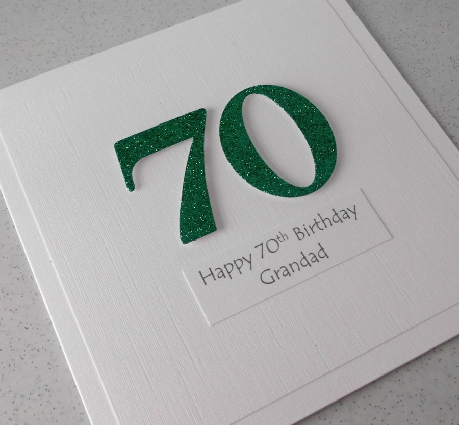 Handmade 70th birthday card personalised with... Folksy