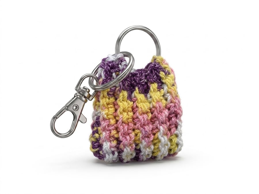 Mini crochet purse bag charm keyring