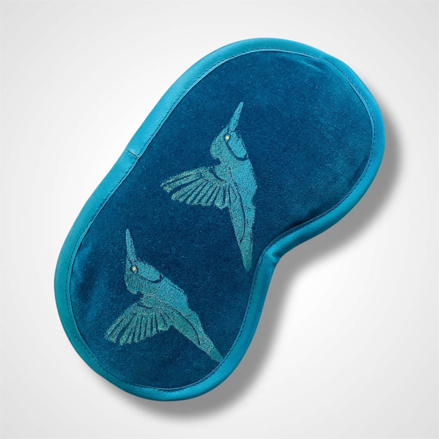 Teal Hummingbirds Velvet Lavender Infused Eye Mask
