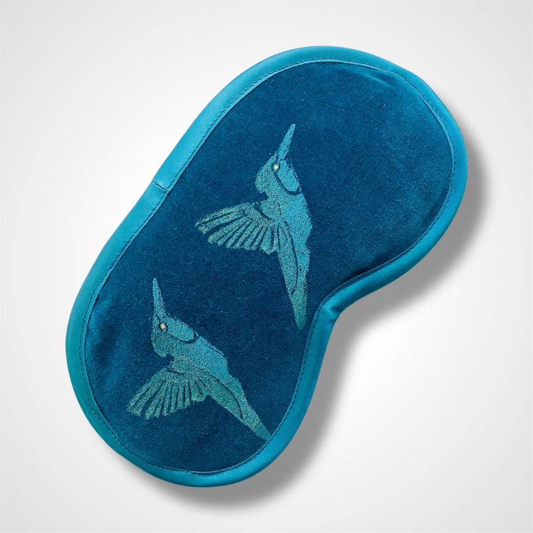 Teal Hummingbirds Velvet Lavender Infused Eye Mask