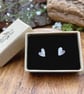 Handmade Silver Petal Duo Stud Earrings - Image 3