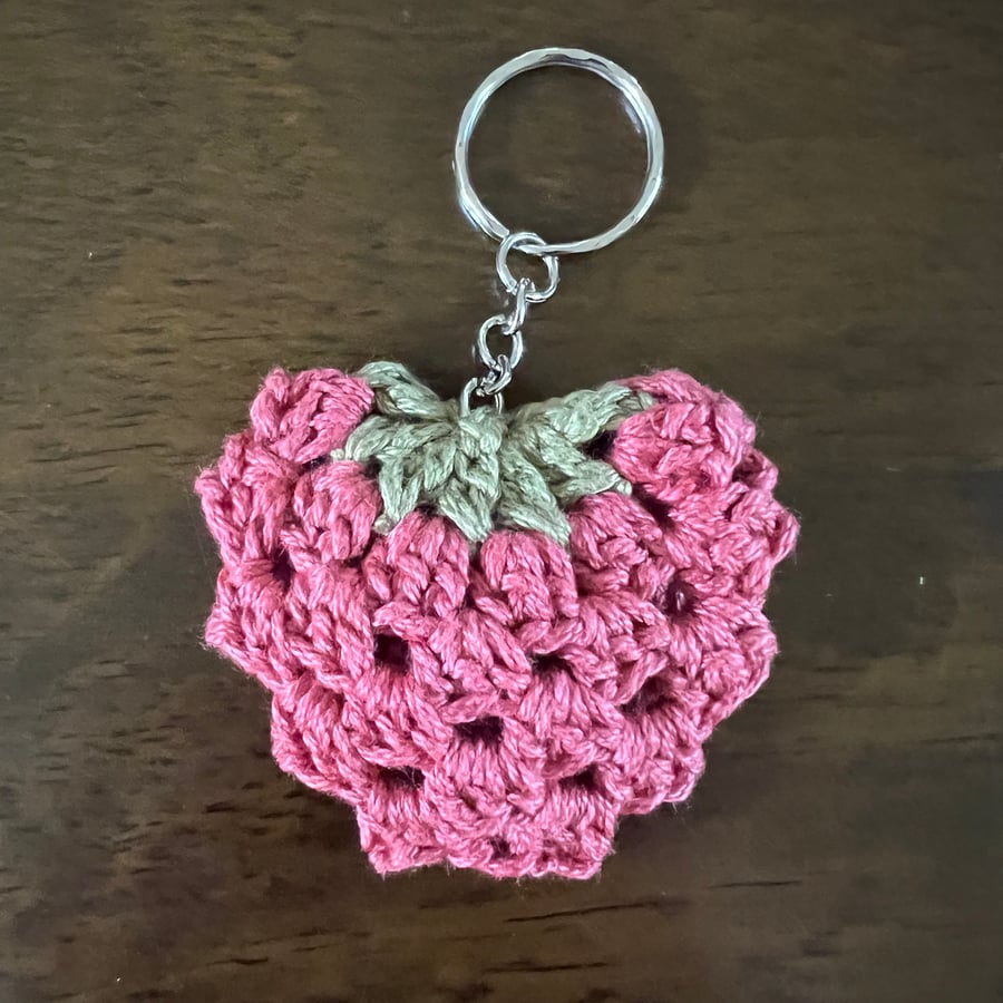 Handmade Vintage Raspberry Crochet Keyring