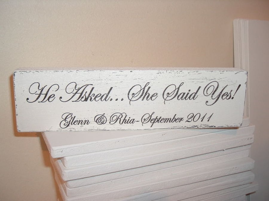 shabby chic distressed personalised he asked...plaque