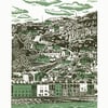 Llandudno two-colour A3 linocut screen-print