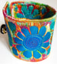 Cuff - Fabric Bracelet with Free Machine Embroidery  - Image 2