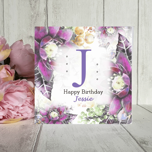 Personalised Floral Birthday Card. Mother's Day Card. Design 6